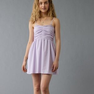 NWT American Eagle Ruched Pleated Mini Dress in Lavender